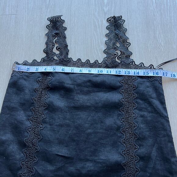 J Crew Lace Trim Shift Dress Linen Size 2 Black - Picture 4 of 12